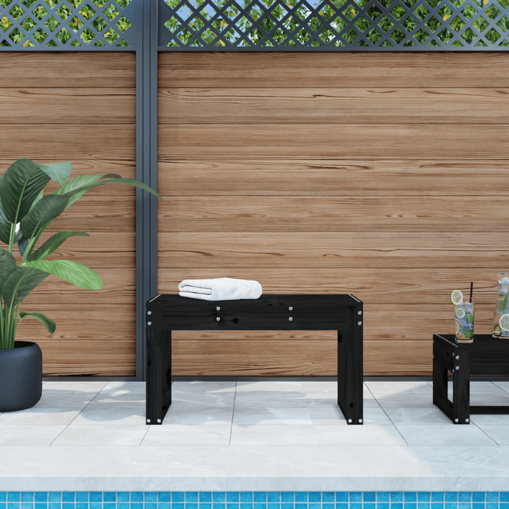 Garden Bench Black 80x38x45 cm Solid Wood Pine