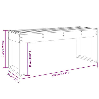 Garden Bench Grey 110x38x45 cm Solid Wood Pine