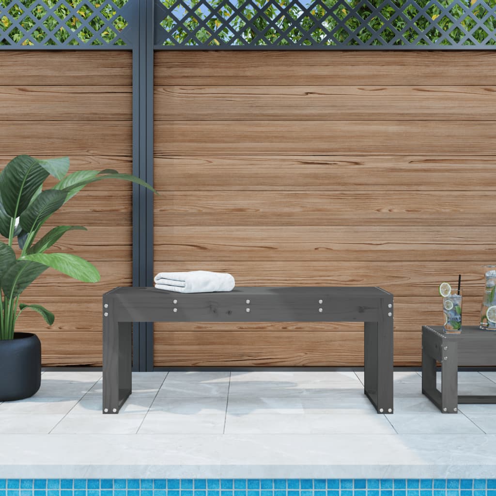 Garden Bench Grey 110x38x45 cm Solid Wood Pine