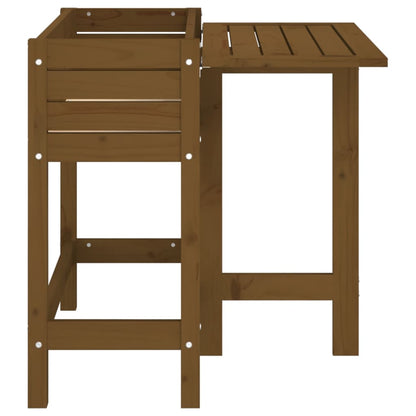 Garden Planter with Folding Tabletop Honey Brown Solid Wood Pine