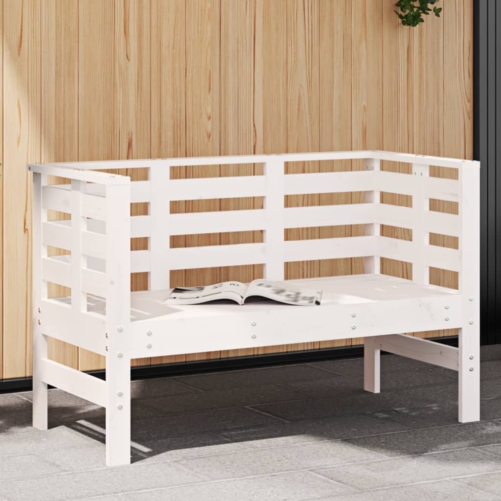 Garden Bench White 111.5x53x71 cm Solid Wood Pine