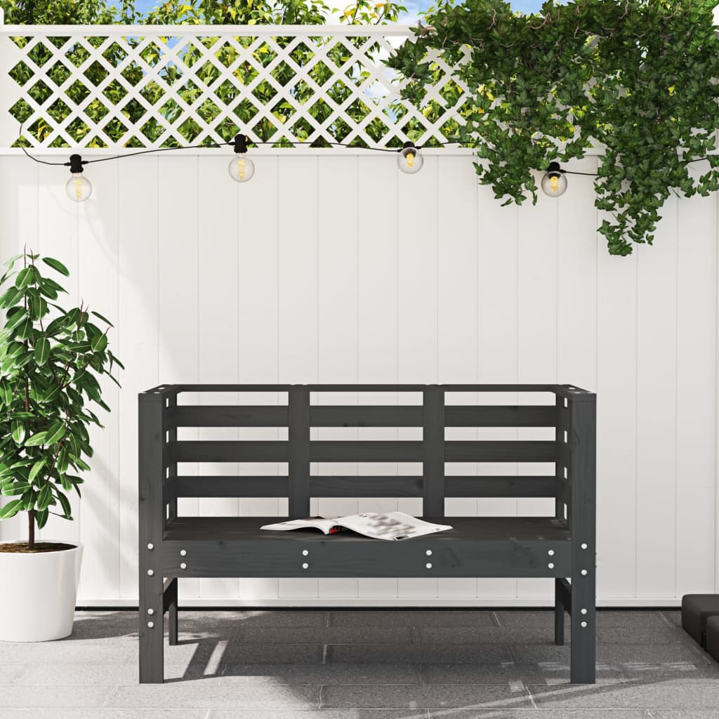 Garden Bench Grey 111.5x53x71 cm Solid Wood Pine