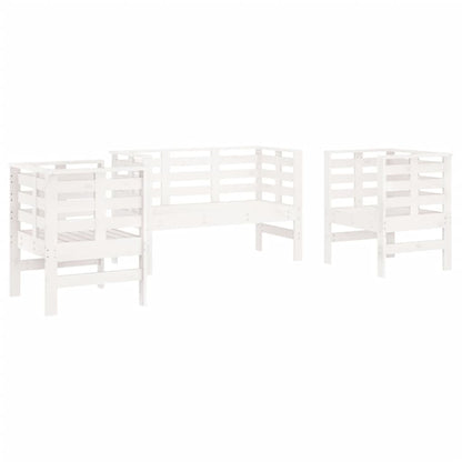 3 Piece Garden Lounge Set White Solid Wood Pine