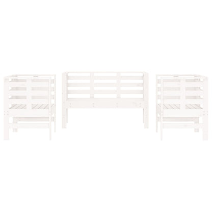 3 Piece Garden Lounge Set White Solid Wood Pine