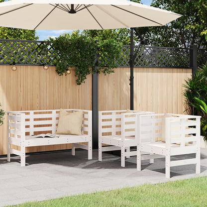 3 Piece Garden Lounge Set White Solid Wood Pine