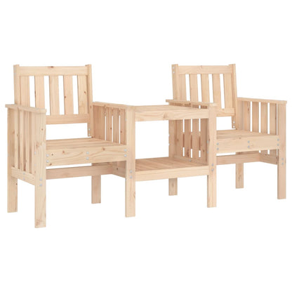Garden Bench with Table 2-Seater Solid Wood Pine