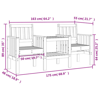 Garden Bench with Table 2-Seater Grey Solid Wood Pine