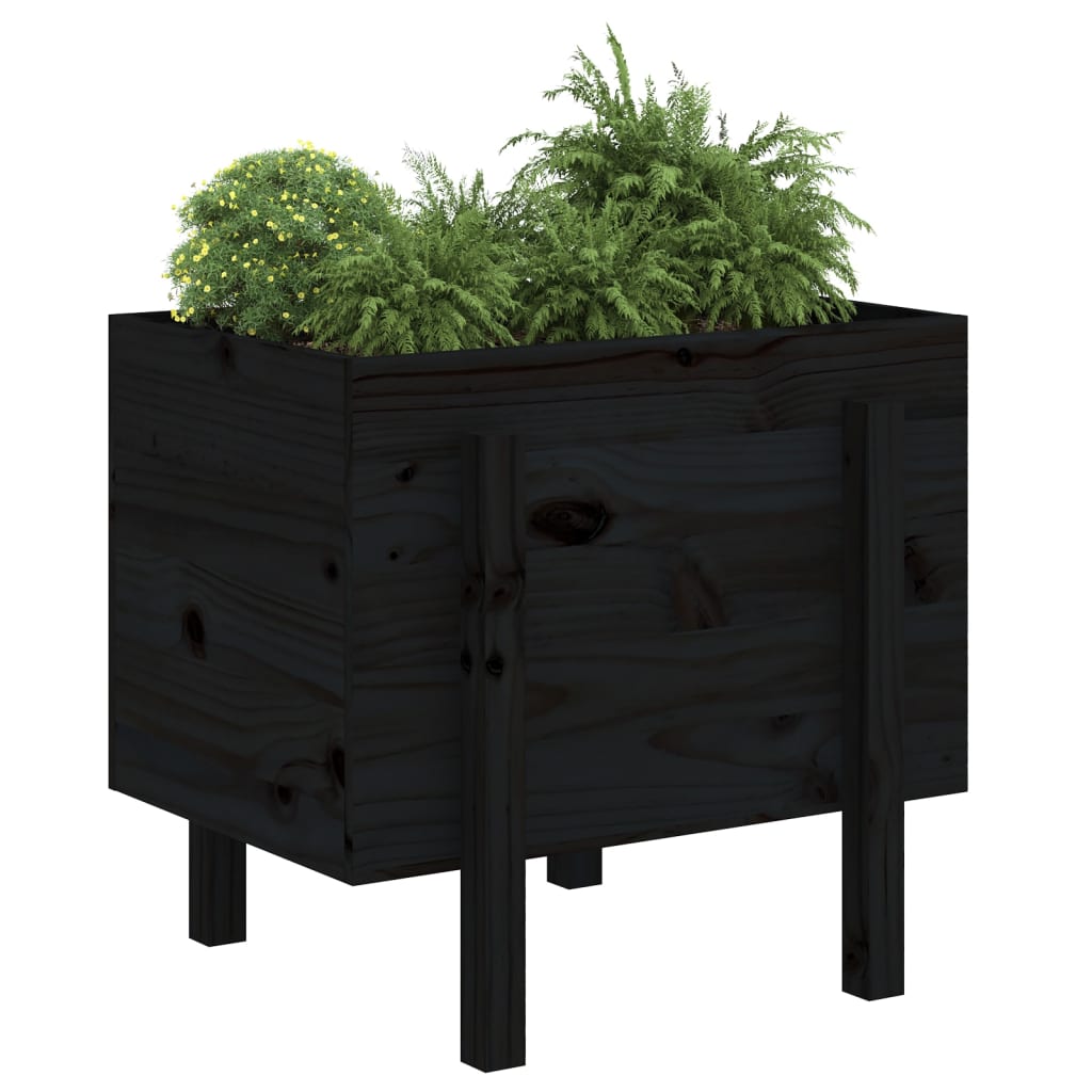 Garden Planter Black 62x50x57 cm Solid Wood Pine