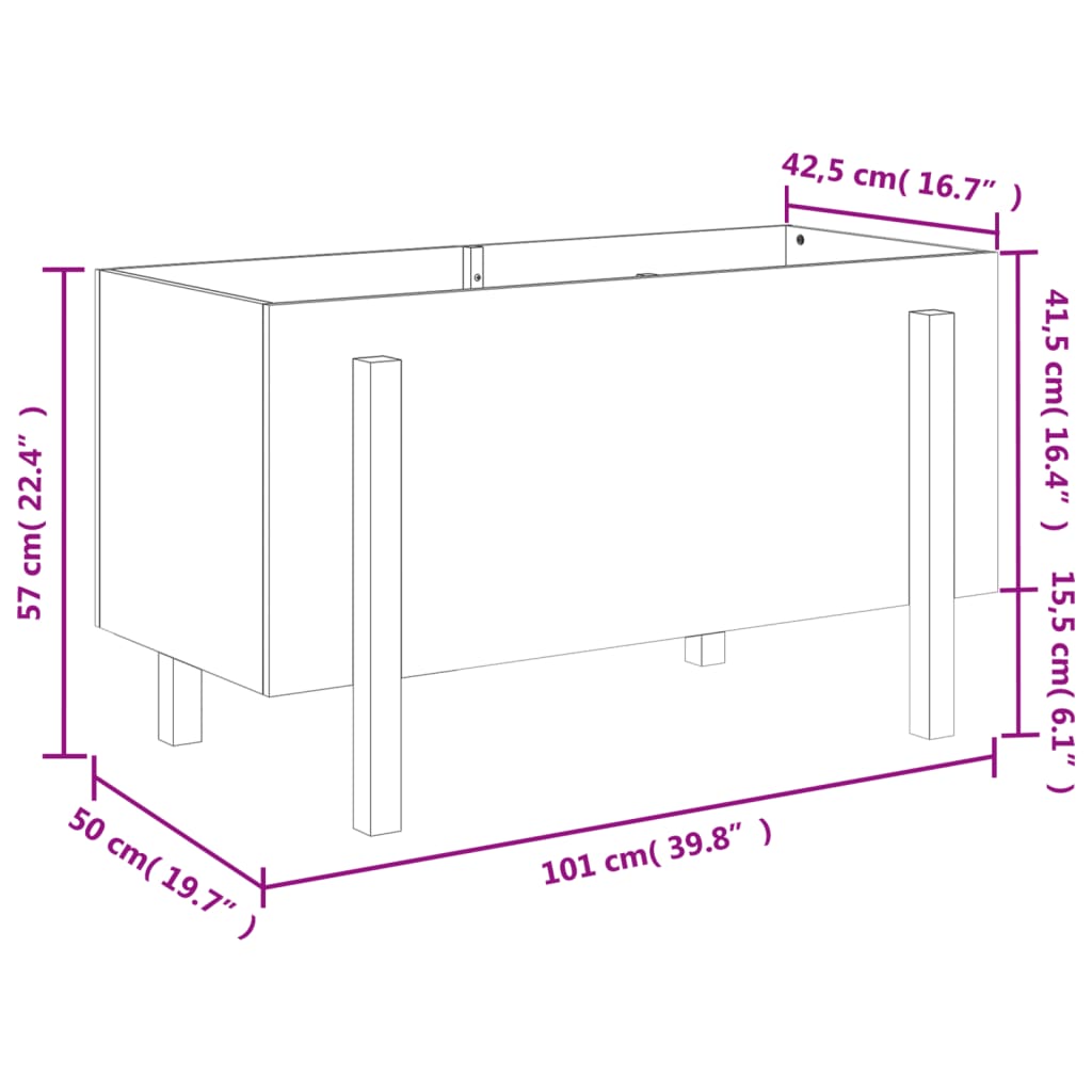 Garden Raised Bed 101x50x57 cm Solid Wood Douglas