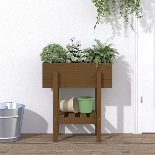 Garden Planter Honey Brown 62x30x69 cm Solid Wood Pine