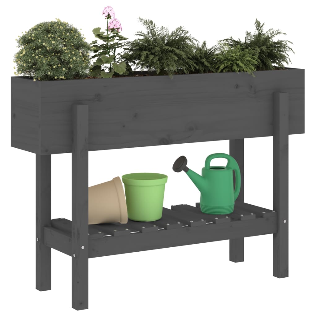 Garden Raised Bed Grey 101x30x69 cm Solid Wood Pine