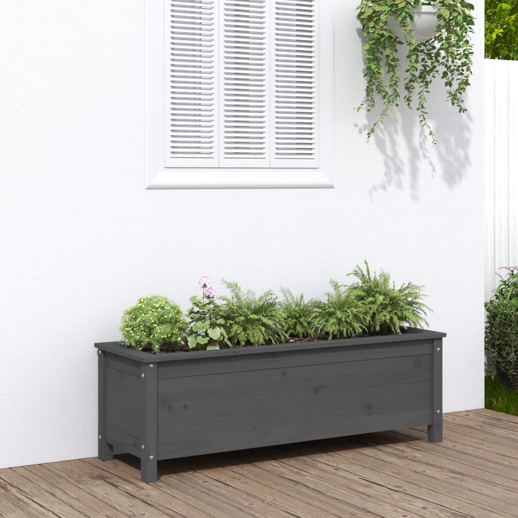 Garden Raised Bed Grey 119.5x40x39 cm Solid Wood Pine