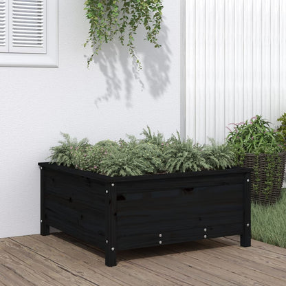 Garden Planter Black 82.5x82.5x39 cm Solid Wood Pine