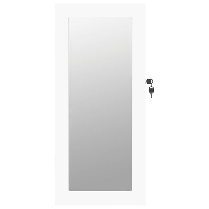 Mirror Jewellery Cabinet Wall Mounted White 30x8.5x67 cm