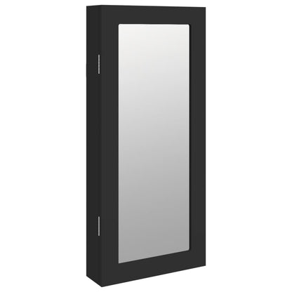 Mirror Jewellery Cabinet Wall Mounted Black 30x8.5x67 cm