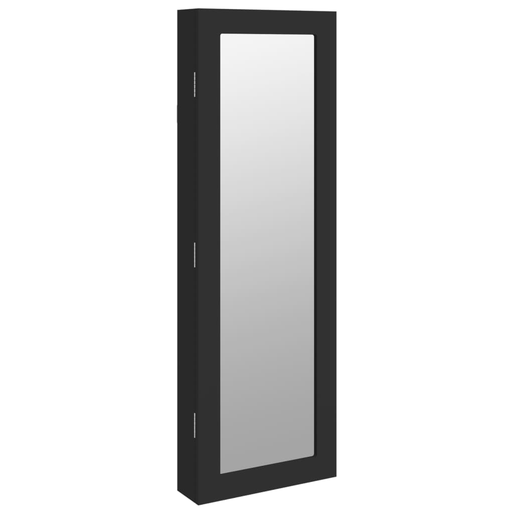 Mirror Jewellery Cabinet Wall Mounted Black 30x8.5x90 cm