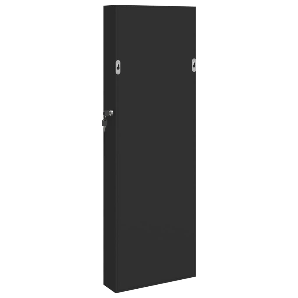 Mirror Jewellery Cabinet Wall Mounted Black 30x8.5x90 cm