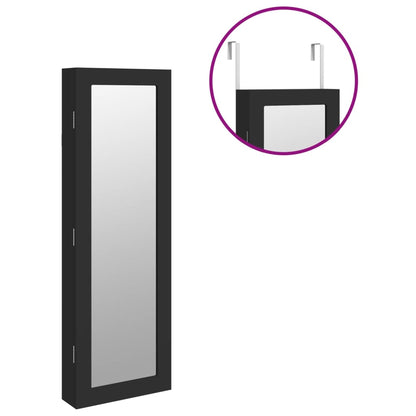 Mirror Jewellery Cabinet Wall Mounted Black 30x8.5x90 cm