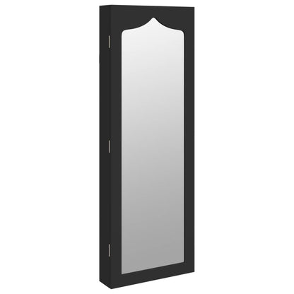 Mirror Jewellery Cabinet Wall Mounted Black 37.5x10x106 cm