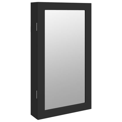 Mirror Jewellery Cabinet with LED Lights Wall Mounted Black