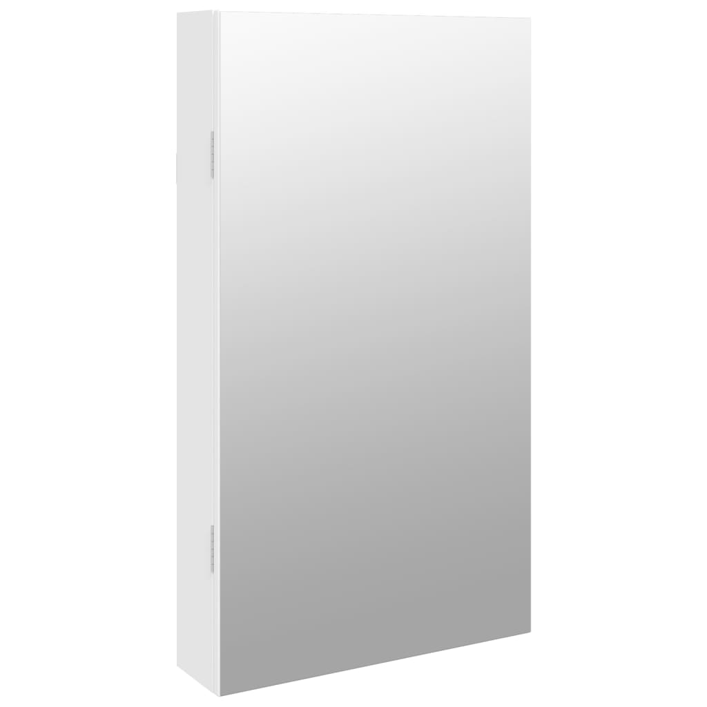 Mirror Jewellery Cabinet with LED Lights Wall Mounted White