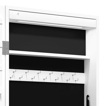 Mirror Jewellery Cabinet with LED Lights Wall Mounted White