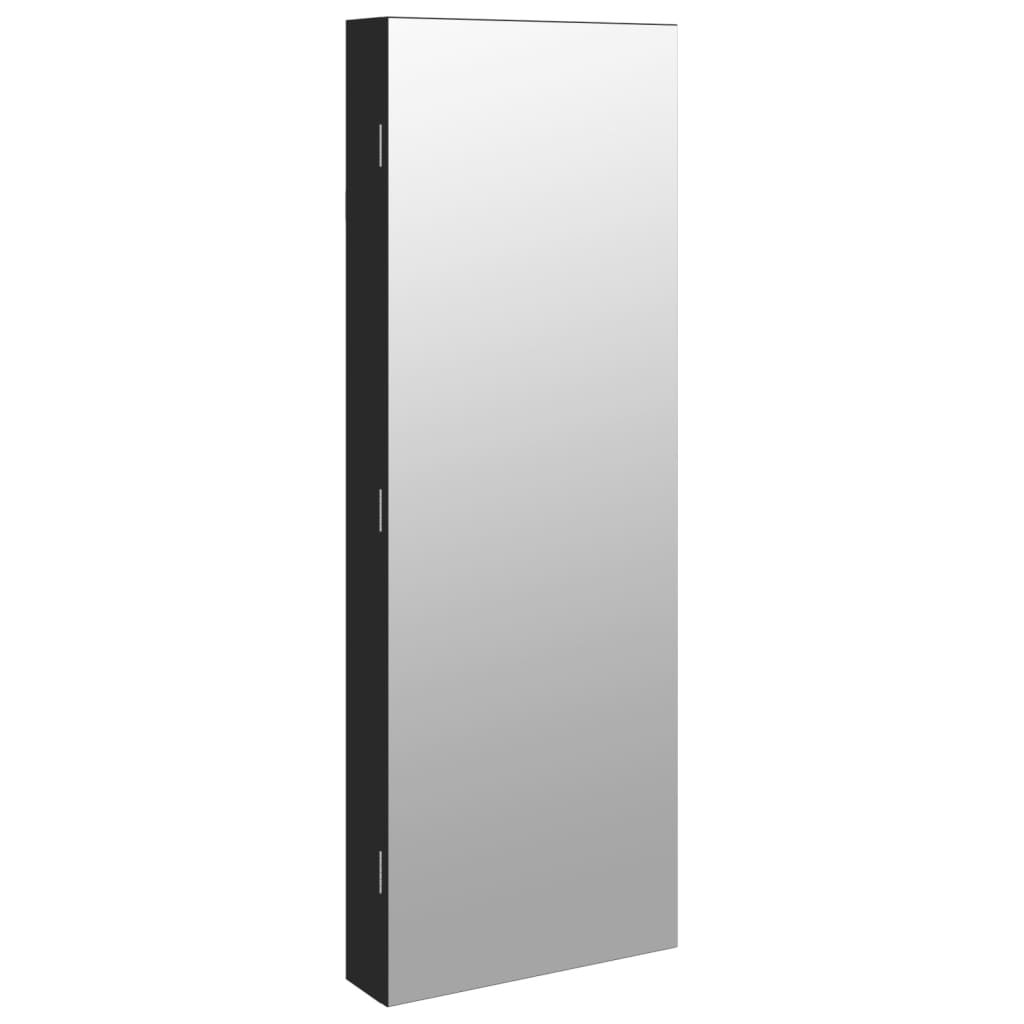 Mirror Jewellery Cabinet with LED Lights Wall Mounted Black