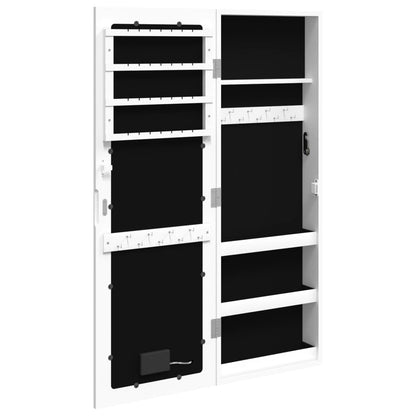 Mirror Jewellery Cabinet with LED Lights Wall Mounted White