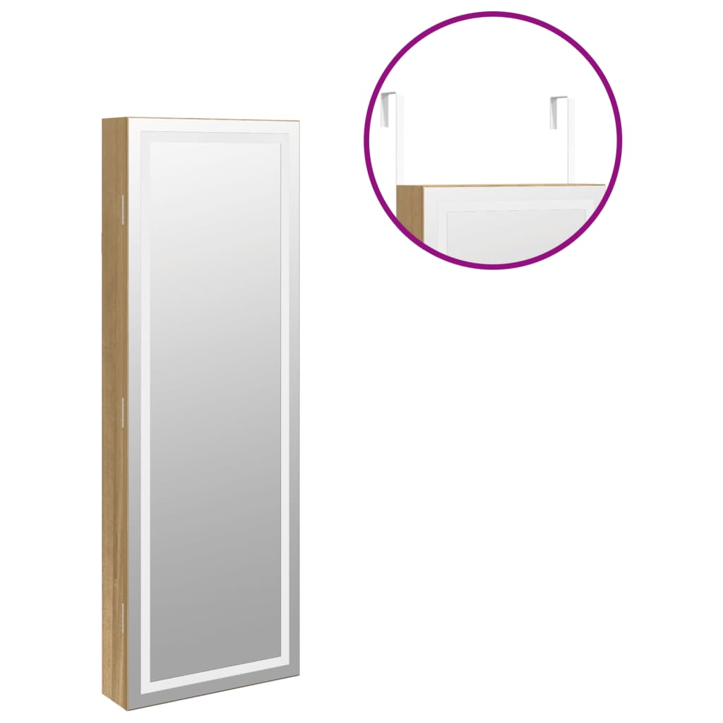 Mirror Jewellery Cabinet with LED Lights Wall Mounted