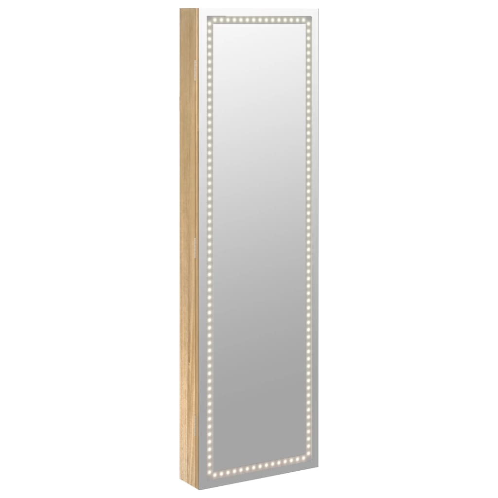 Mirror Jewellery Cabinet with LED Lights Wall Mounted