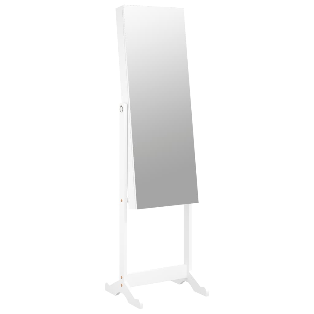 Mirror Jewellery Cabinet Free Standing White 42x38x152 cm