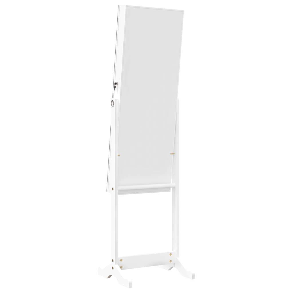 Mirror Jewellery Cabinet Free Standing White 42x38x152 cm