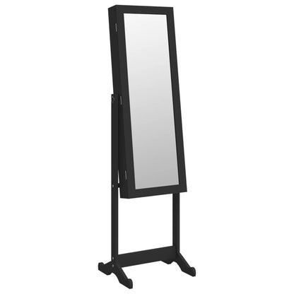 Mirror Jewellery Cabinet with LED Lights Free Standing Black