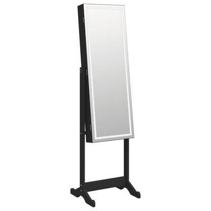 Mirror Jewellery Cabinet with LED Lights Free Standing Black