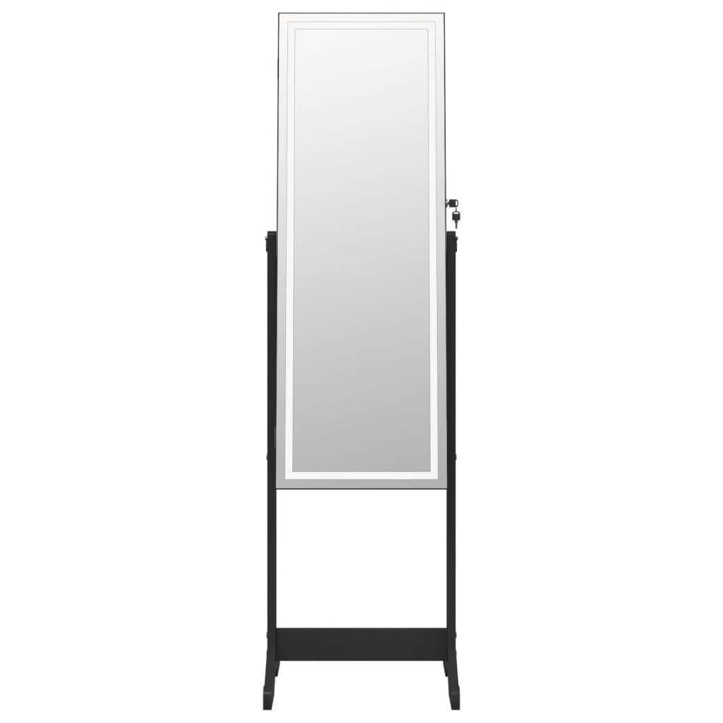 Mirror Jewellery Cabinet with LED Lights Free Standing Black