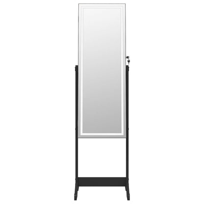 Mirror Jewellery Cabinet with LED Lights Free Standing Black