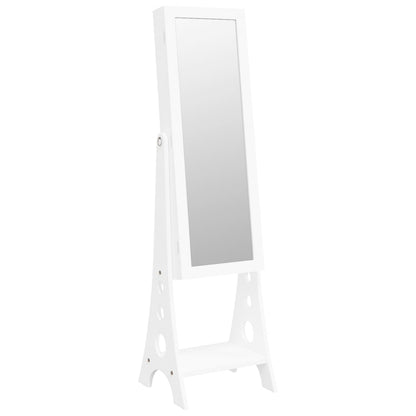 Mirror Jewellery Cabinet with LED Lights Free Standing White