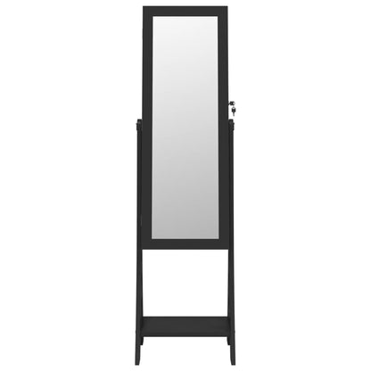 Mirror Jewellery Cabinet with LED Lights Free Standing Black