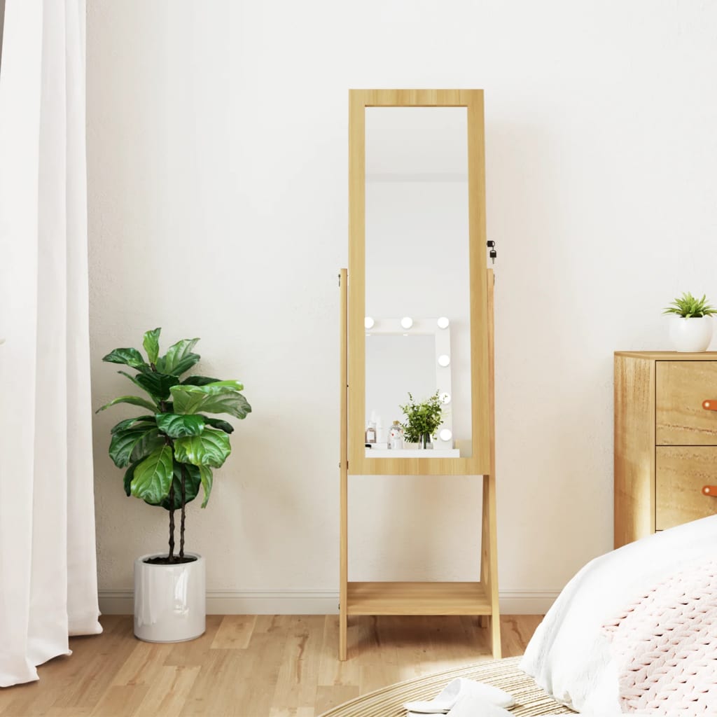 Mirror Jewellery Cabinet with LED Lights Free Standing