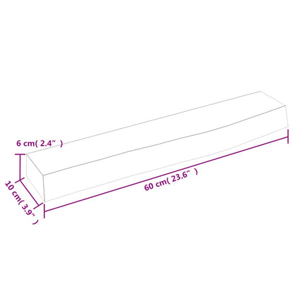 Wall Shelf 60x10x6 cm Untreated Solid Wood Oak