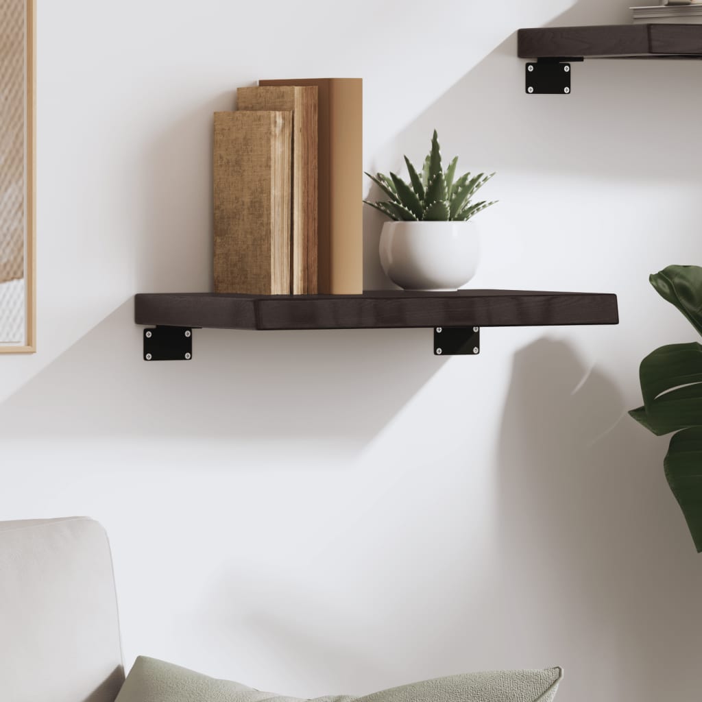 Wall Shelf Dark Brown 40x30x(2-4) cm Treated Solid Wood Oak