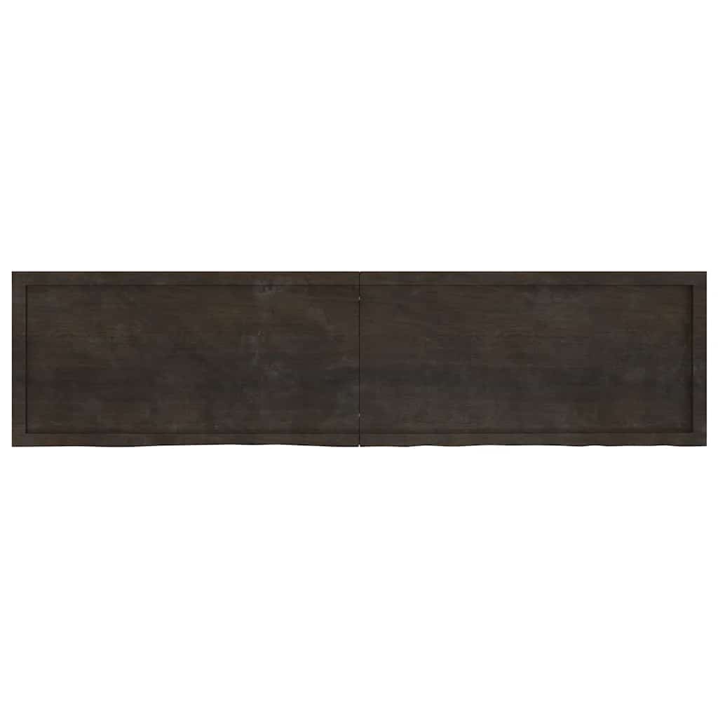 Wall Shelf Dark Brown 200x50x(2-4) cm Treated Solid Wood Oak