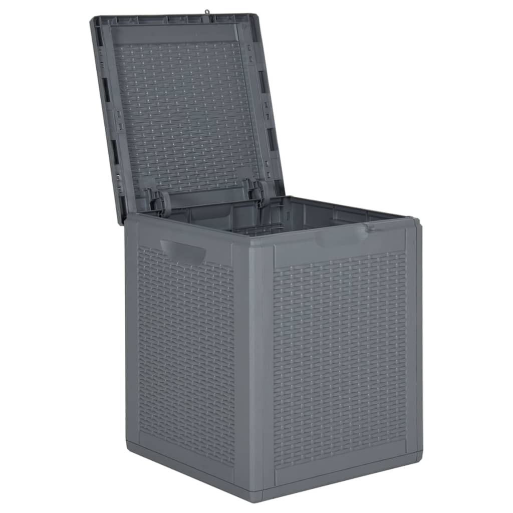 Garden Storage Box Grey PP Rattan 90 L