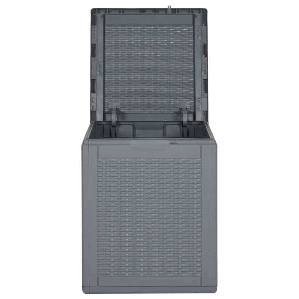 Garden Storage Box Grey PP Rattan 90 L