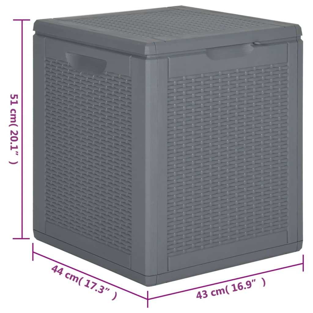 Garden Storage Box Grey PP Rattan 90 L