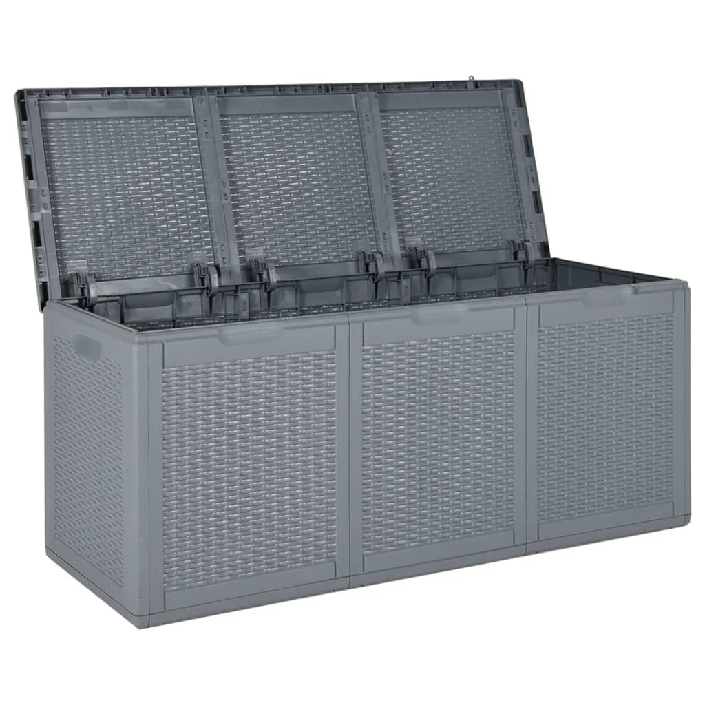 Garden Storage Box Grey PP Rattan 270 L