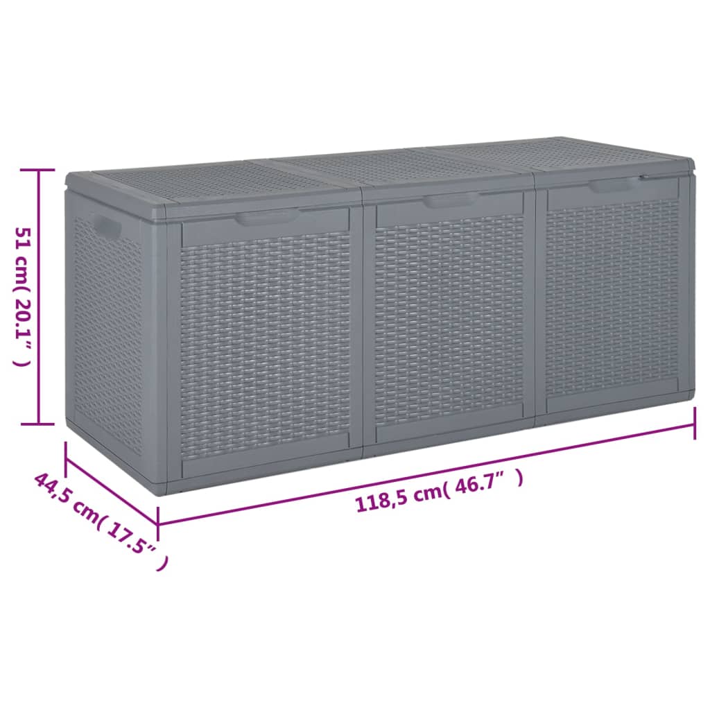 Garden Storage Box Grey PP Rattan 270 L