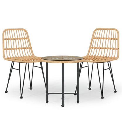 3 Piece Garden Dining Set Poly Rattan