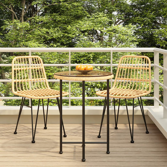 3 Piece Garden Dining Set Poly Rattan