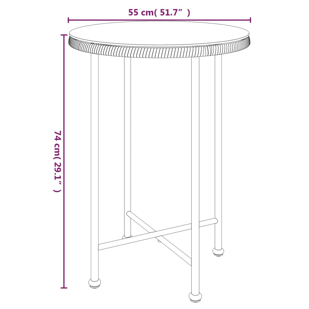 3 Piece Garden Dining Set Black Poly Rattan